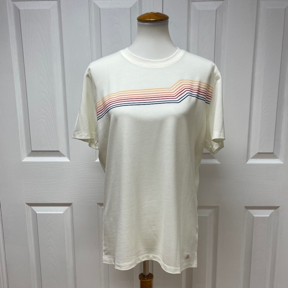 Marine Layer White Sunset Stripe Air Crew Graphic Tee - Size M - NEW With Tags. - Picture 1 of 15